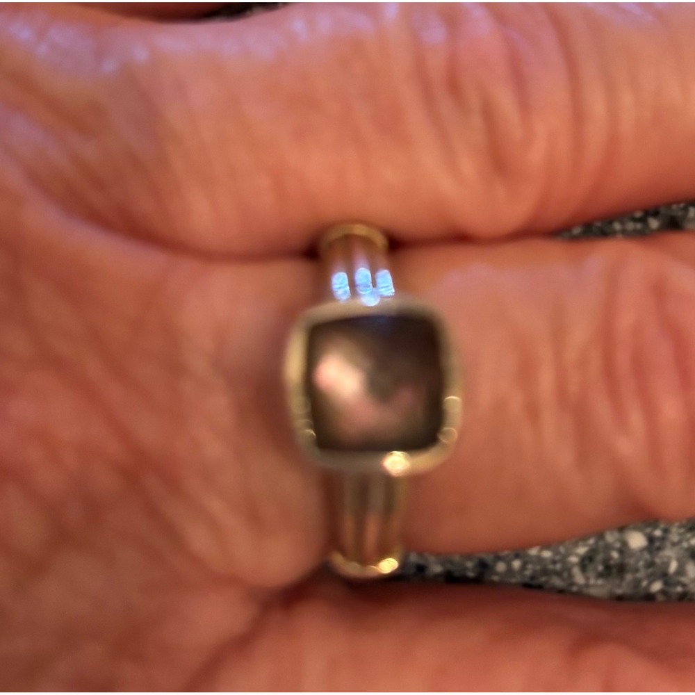 Lagos Caviar Sterling Silver 18K Gold Hematite Doublet Cushion Ring
